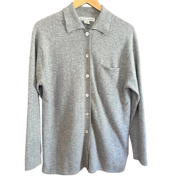STEPHANIE ANDREWS | Gray Heather Cashmere Pocket Front Collared Cardigan Medium - Picture 1 of 5